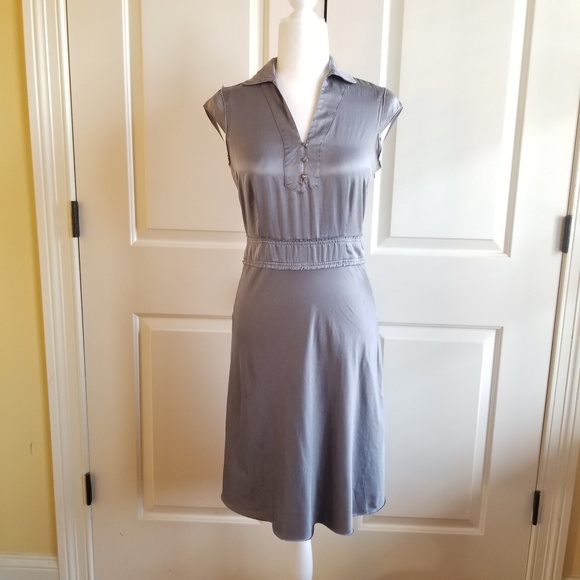 Free People Dresses & Skirts - Free People Collared Silk Dress Silver Size 4